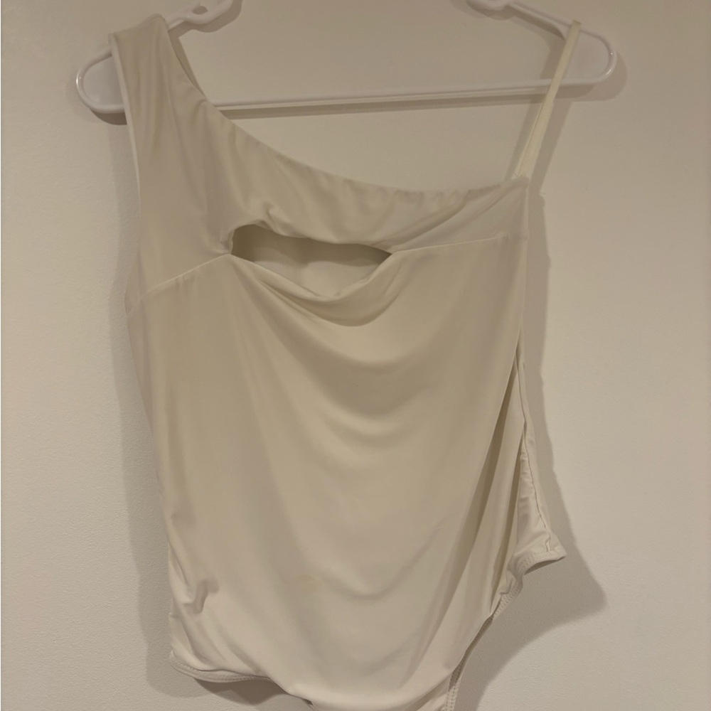 Ivory One-Shoulder Cutout Tank Top